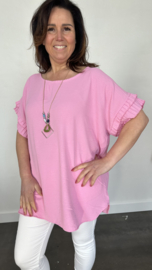 Shirt Kelly crepe met plissé strook pink