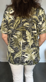Ballon shirt met elastiek Jungle leaves army