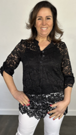 Kanten blouse Kyra 2-delig zwart
