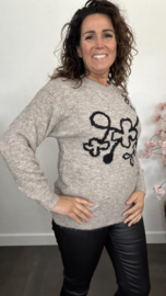 Gebreide trui Fleur Taupe