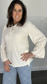 Top Laila met ruche beige/zand
