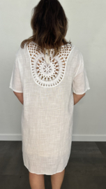 SALE Tuniek /jurk linnenlook met gehaakt detail Wit STANDAARD