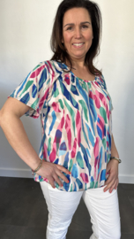 Ballon shirt met elastiek multi colours (+size)