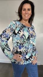 Ballon shirt met elastiek julia zwart/blauw
