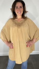 Tuniek/ blouse chantal met kant camel+SIZE