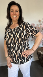 Ballon shirt met elastiek new elips zwart /camel