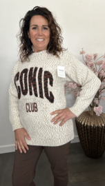 Gebreide trui Iconic Bruin/Ecru/Botergeel
