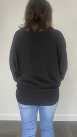 Blouse debby met knoop en kraagje zwart