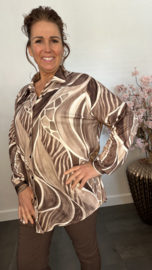 Stretch blouse soft Animal mix Taupe
