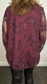 Top Christel met bloemen Bordeaux