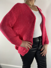 Kort grof gebreid vest fuchsia