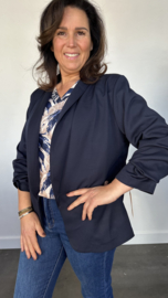 Blazer Marjan met gesmokte mouw marine
