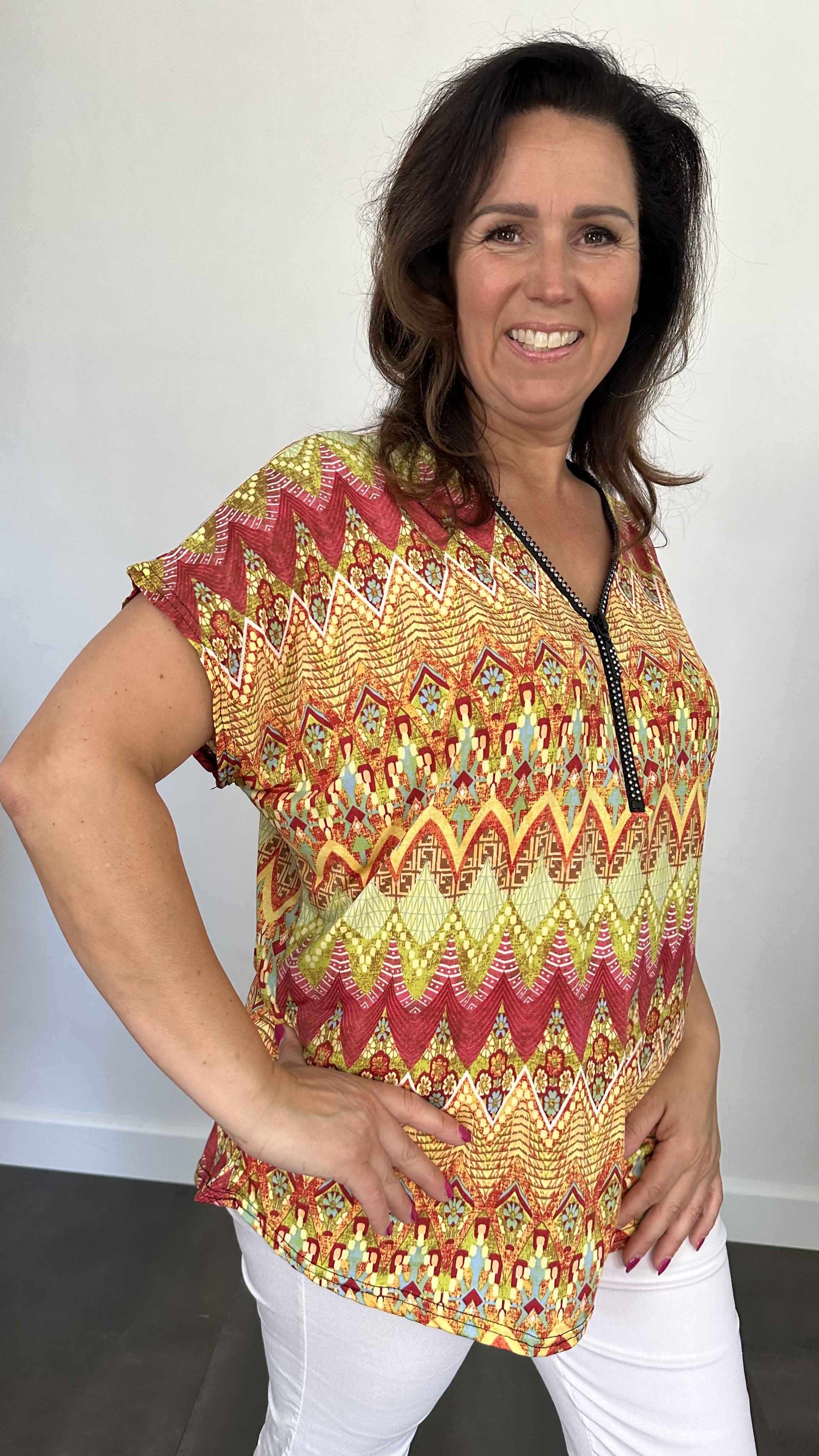 Shirt Zipp fantasy geel