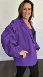 Blazer met gesmokte mouw sparkle + SIZE paars SALE
