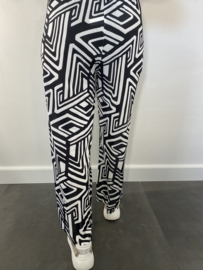 Broek met wijde pijpen labyrinth zwart/wit