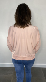 Overslag shirt met brede elastische boord roze