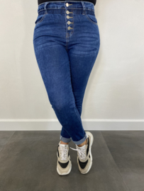 Stretch jeans met knopen en elastiek SALE