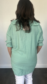 Blouse met ruche Sara zeegroen