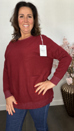 Fijn gebreide trui Sparkle met zakjes Bordeaux