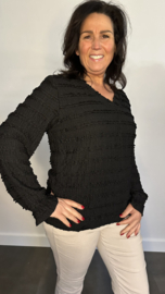 Top Sofie ruffles Zwart