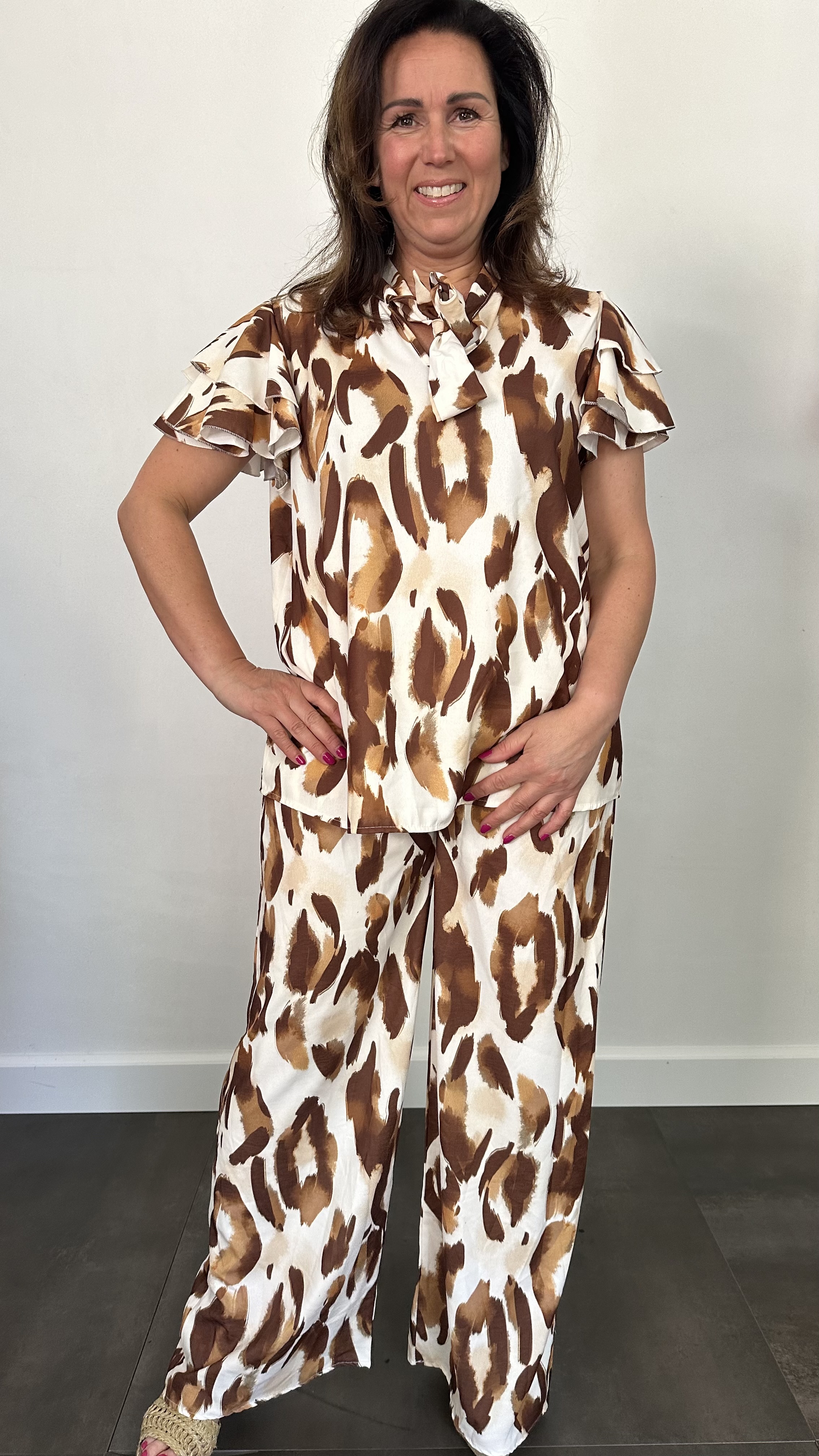 2-Delige set Lorena met strik camel/bruin