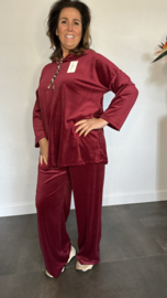 Velvet comfy pak met panter capuchon Bordeaux -SALE