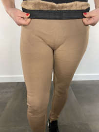 Legging met fleece gevoerd taupe/camel