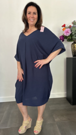 Jurk Camila met v-hals +SIZE marine