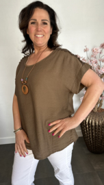 Shirt Nora kant +ketting Choco