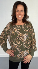 Blouse met boord curly panter army