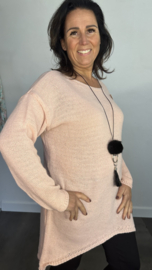 Gebreide trui Anna met ketting roze