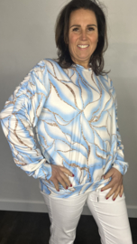 Soft shirt met gesmokte mouwen Brenda ijsblauw