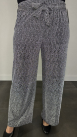 Broek met strik en wijde pijpen sparkle lines zilver