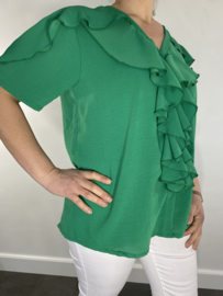 Blouse met ruche korte mouw groen