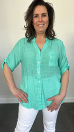 Blouse Alicia met pailletten en kant smaragd