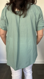 Geborduurde blouse Belle zeegroen