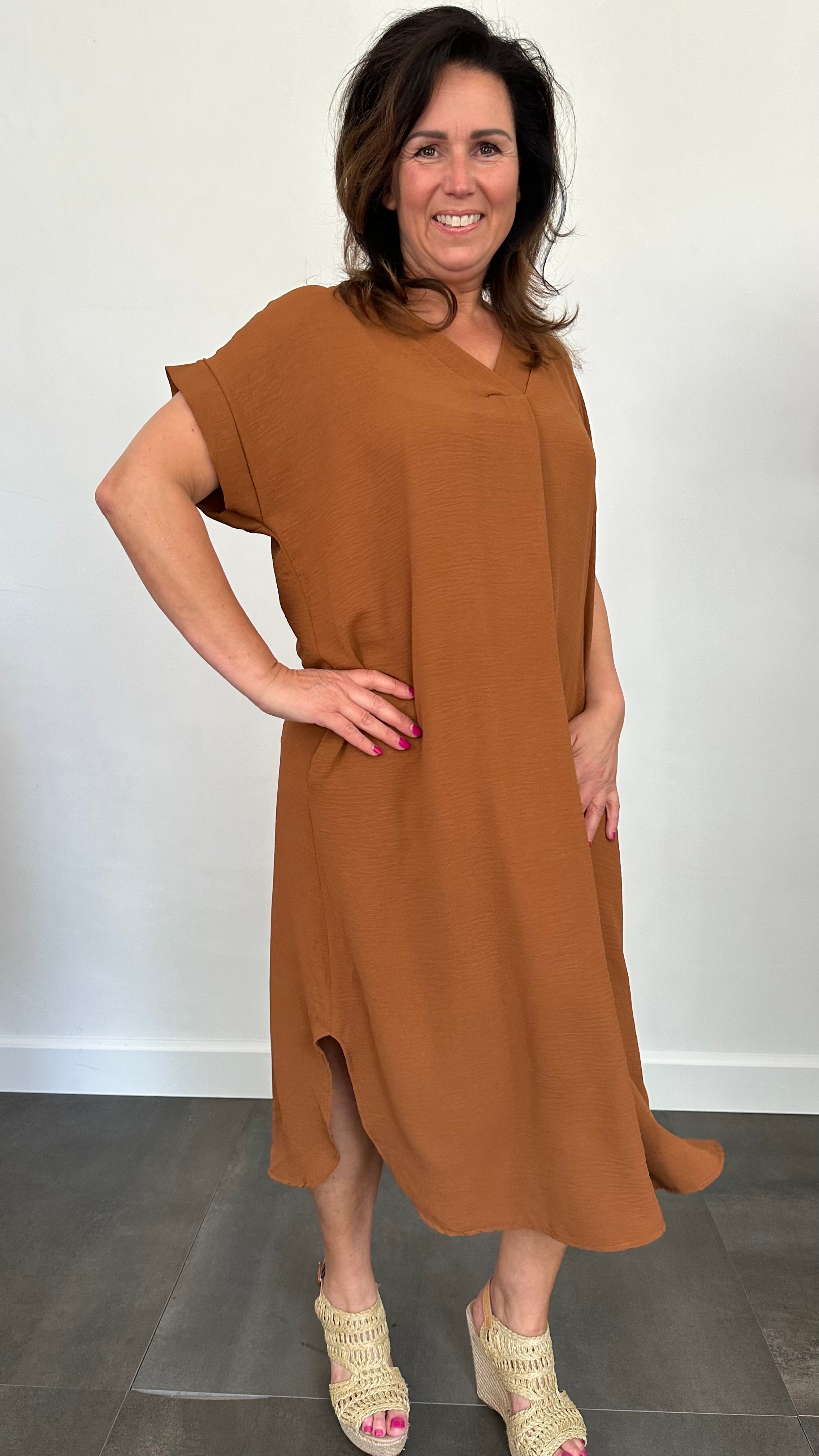 Jurk Maya +Size cognac