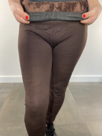 Legging met fleece gevoerd donker bruin
