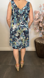 Jurkje met V-hals Leaves marine/mint/lime