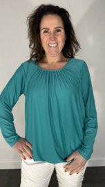 Ballon shirt travel met elastiek smaragd