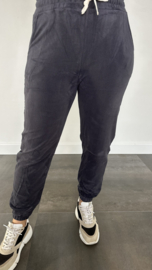 Velvet jogger met elastiek antraciet grijs SALE