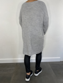 Grof gebreide oversized trui licht grijs