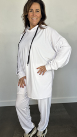 2-Delig velvet comfy pak met capuchon wit  +SIZE SALE