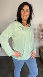 Ballon shirt travel met elastiek licht groen