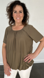 Ballon shirt travel met elastiek taupe