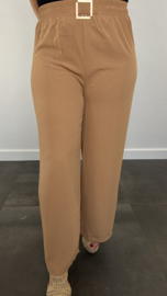 Flared crepe broek met GESP camel