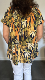 Shirt met koord travel Panter leaves marine