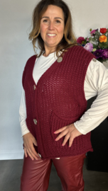 Mouwloos vest met knopen bordeaux