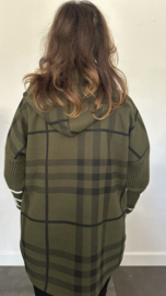 Geruit vest met gebreide mouw en capuchon army