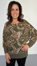 Blouse met boord curly panter army